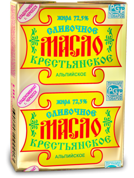Масло слив крестьянское Альпийское 72,5% 170г*24 Масло слив крестьянское Альпийское 72,5% 170г*24